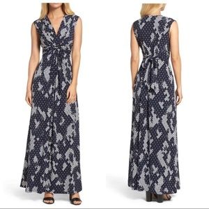 •Eliza J • Navy print Jersey Maxi Dress NWT